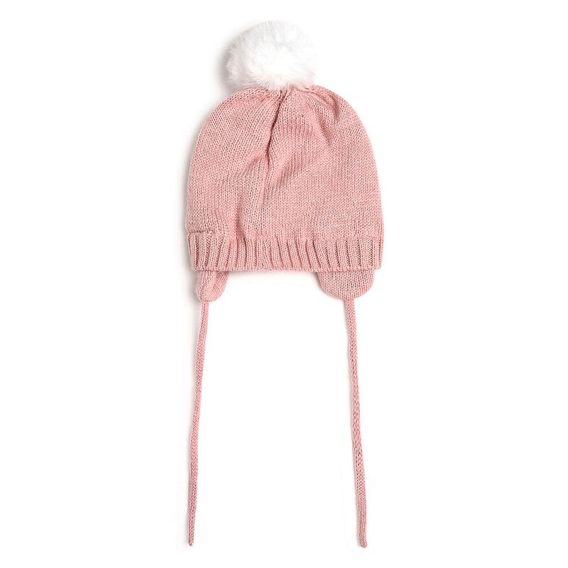 Girls Medium Pink Cap with Scarf image number null